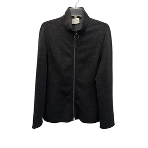 Maglione giacca full zip Akris Punto grigio erica scuro misto lana cotone taglia 12 - Foto 1 di 10