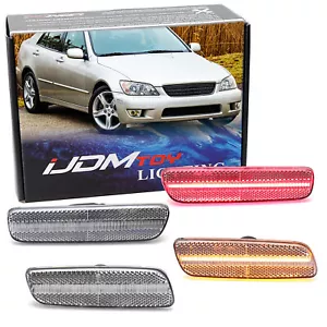 4pc Clear Lens Amber/Red Full LED Front/Rear Side Markers For 01-05 Lexus IS300 - Picture 1 of 7