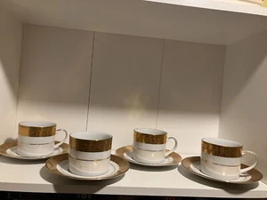 Muirfield China Magnificence 9136 Cups and saucers X4 - gold rim - vintage - Picture 1 of 5