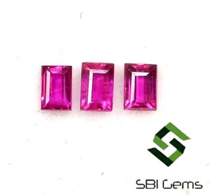Natural Ruby Baguette Cut 3x2 mm Lot 03 Pcs 0.38 CTS Burma Loose Gemstones - Foto 1 di 6
