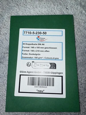 GLÜXX AGENT 50 Doppelkarte DIN A6 Dunkelgrün Neu