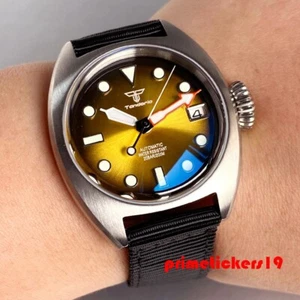 Tandorio NH35 Yellow Sunburst 36mm Automatic Domed Sapphire Men Watch 20atm Lume - Picture 1 of 8