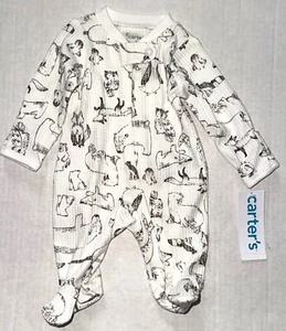 CARTERS sleeper cream/tan ANIMALS motif size PREEMIE - Picture 1 of 1
