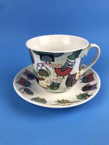 Creative Tops Ltd. Juego de búhos retro colorido café té taza plato platillo ¡EXCELENTE ESTADO USADO! - Imagen 1 de 9