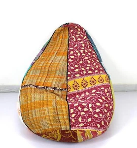 Hecho a mano Franco Teodoro Algodón Kantha Bohemio Bean Bag Puf Almohada de piso - Imagen 1 de 4