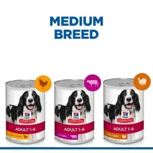 Hills Science Plan Adult 1-6 Medium Breed Wet Dog Food Tins (12 x 370G) - Picture 1 of 13