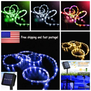 Solar Rope Lights Outdoor Tube Fairy String Lights Waterproof Garden Patio Decor - Picture 1 of 35