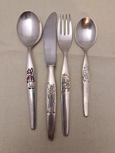 Vintage WMF 90-2 Rolf Kauka Enamel Hand Painted Silverware Set Childrens  - Picture 1 of 12