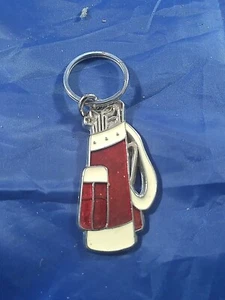 Metal Golf Club In Golf Bag Red & White Keychain Golf Memorabilia Advertisement - Picture 1 of 2
