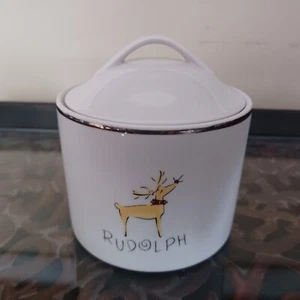 Pottery Barn China RUDOLPH Reindeer Sugar Bowl With Lid Christmas  - Picture 1 of 7