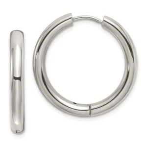 Stainless Steel 3.5mm Medium Hoop Earrings - Picture 1 of 5