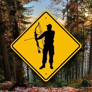 Bow Hunter Sign - Compound Archery - Aluminum Safety Placard - Unique Gift Idea - Picture 1 of 5