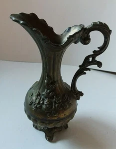 Bronze Colored Metal Decorative Floral Pitcher Made in Italy - Picture 1 of 5