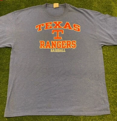 Texas Rangers shirt mens extra large blue Y2K retro spell out adult red MLB 8 - Image 1 of 4
