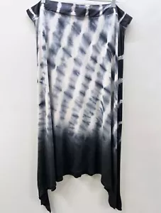 Gloria Vanderbilt Women's Size 1X Tie-Dye Maxi Skirt Gray/White Asymmetric Hem - Picture 1 of 6