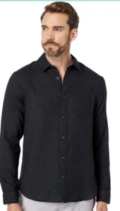 Camicia uomo Vince nera doppio strato tasca bottoni S cotone designer - Foto 1 di 17