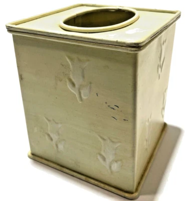 ¡Lote de 2! Caja de pañuelos faciales tulipanes florales de metal cuadrado Foto 1 de 3