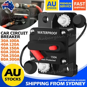 Waterproof Car Circuit Breaker Fuse Reset 30-300 A 12V-48V DC Car Boat Auto IP67 - Picture 1 of 23