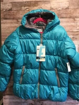 NWT OLD NAVY FROST FREE PUFFER JACKET COAT HOOD BARBADOS BLUE GIRLS MEDIUM 8  - Image 1 of 2