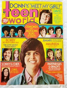 Teen World Magazine April 1973 Partridges Bradys David Cassidy Sonny Cher - Imagen 1 de 7