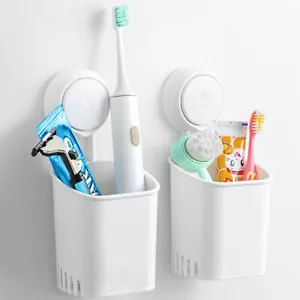 2Pcs Toothbrush Holder Wall Mounted Tumbler Bathroom Accessory Powerful Suction - Picture 1 of 7