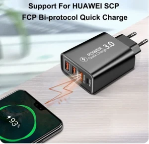 USB Wand Ladegerät Block 4 Port PD QC Schnell Netzteil Typ C Ladestecker - Bild 1 von 2