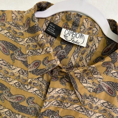 Camisa vintage Cambio Italia para hombre XL 100 % seda cachemira abotonada Foto 1 de 4