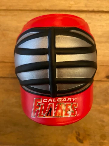 NHL CALGARY FLAMES GOALIE HELMET FOAM DRINK COOZIE USED Cover