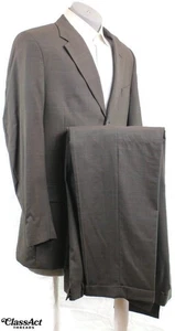 Jos A Bank 2 Piece Suit Mens Green Glen Plaid 3 Btn Wool 44L Pleated Fronts 36 W - Picture 1 of 10