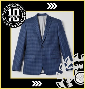 Herren $ 399 Paul Frederick blau kariert klassische Passform Blazer 48 lang 76 % Wolle 24 % Wiege - Bild 1 von 6