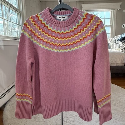 Suéter Jersey Boden Fair Isle 100% Cachemira Pura Rosa Foto 1 de 4