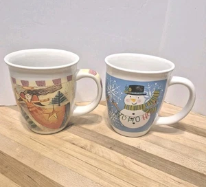 2 Royal Norfolk Holiday Kaffeetassen Engel & Schneemann 12 Unzen - Bild 1 von 5