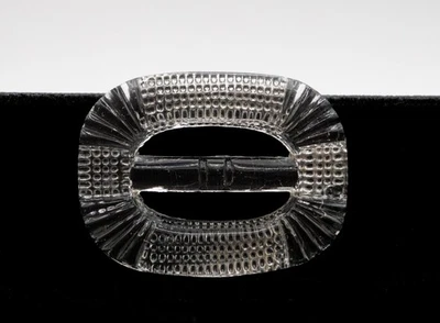 Bufanda deslizable vintage Art Deco checa de vidrio de corte transparente ovalada con hebilla de cinturón Foto 1 de 4