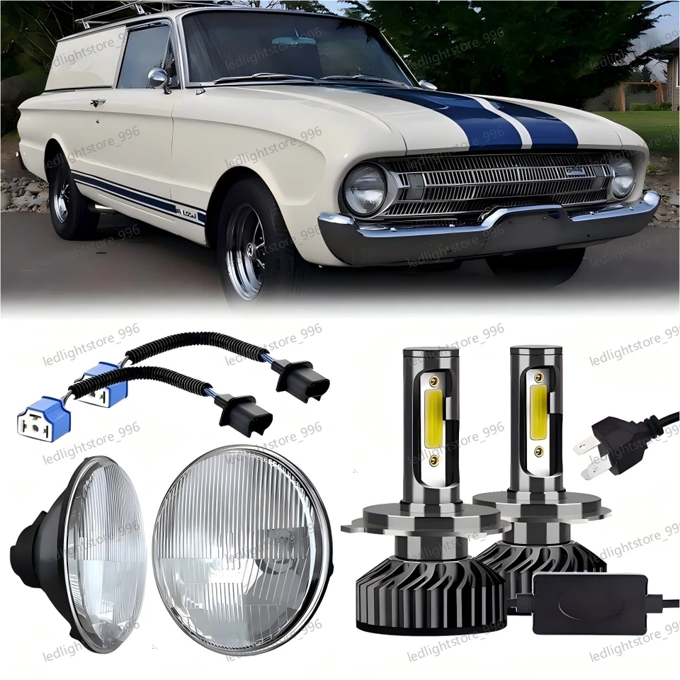 Par de faros LED redondos DRL de 7 pulgadas para Ford Falcon sedán entrega 1961-1965 Foto 1 de 1