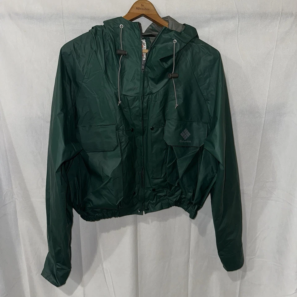 Vintage Columbia Wading Fly Fishing Jacket Hooded Waterproof PVC  Sz Large - Image 1 of 4