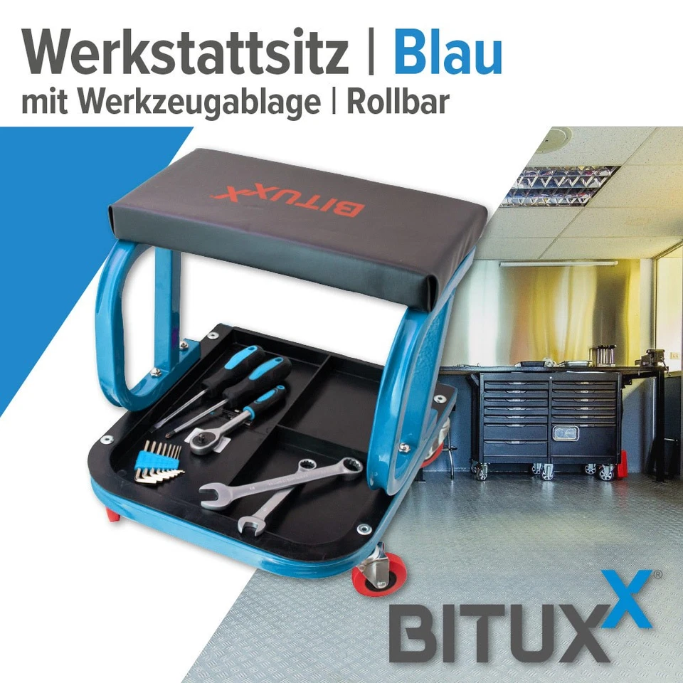 16951/ Werkstatthocker Werkstattsitz Arbeitshocker Rollhocker Arbeitsstuhl Sitz