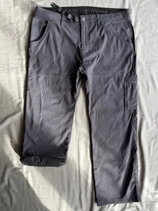 prAna Men’s 40x30 Stretch Zion Gray Belted Pants Camping Cargo Hiking Climbing - Picture 1 of 14