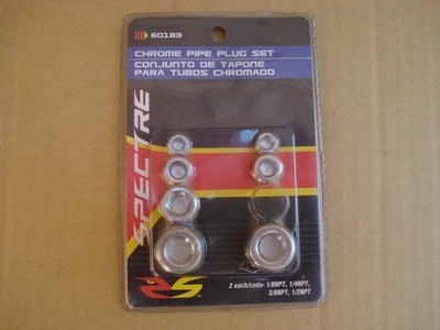 New Spectre Performance Parts Chrome Pipe Plug Kit Set  1/8"  1/4"  3/8"  1/2" - Image 1 of 4
