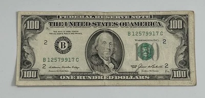 1985 $100 One Hundred Dollar Bill 12579917 Federal Reserve Note Legal Tender USA - Image 1 of 4