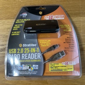 Stratitec USB 2.0 25-in-1 Card Reader File Transfer PC & Mac Compatible New - Picture 1 of 2