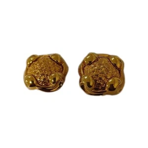 Permire Damen Ohrringe goldfarben Vintage Clipon Korbgeflecht - Bild 1 von 9