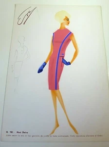 VINTAGE ITALIAN FASHION DESIGN FASHION SKETCH DESIGN 1950 1960 60S 50S SKETCH - Picture 1 of 2
