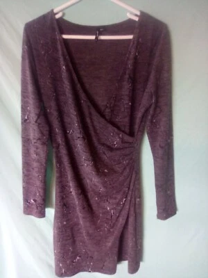 Vestido Feminino, Comprimento do Joelho, Manga Longa, Cinza Escuro, Tamanho Médio - Imagem 1 de 3