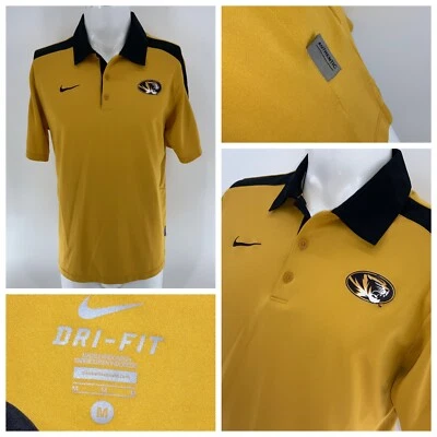 Mizzou Tigers Nike Polo Shirt Men’s M Yellow Black Short Sleeve Poly YGI W3-16 - Image 1 of 4