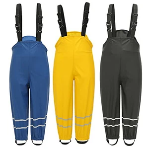 Toddler Kids Boys Girls Rain Dungarees Windproof Waterproof Mud Jumpsuit Trouser - Picture 1 of 10