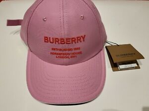 Burberry Horseferry House Motif Primrose Pink & Red Embroidery Baseball Hat