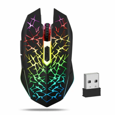 Wireless USB Optical Mice Gaming Mouse 7 Color LED Backlit Rechargeable For PC - Image 1 of 4
