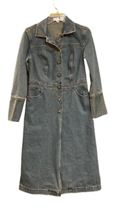 Jeanology Newport News Denim Maxi Coat Dress Size 4 Button Down Snaps - Picture 1 of 12