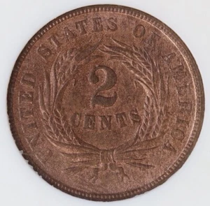 1864 Two Cent Piece – NGC Graded MS64 RB – Large Motto - Civil War Era Coin - Picture 1 of 4