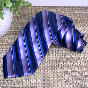 Bruno Piattelli Roma Mens Tie 3.5"x59" Purple Stripe 100% Silk Hand Made Necktie - Picture 1 of 8